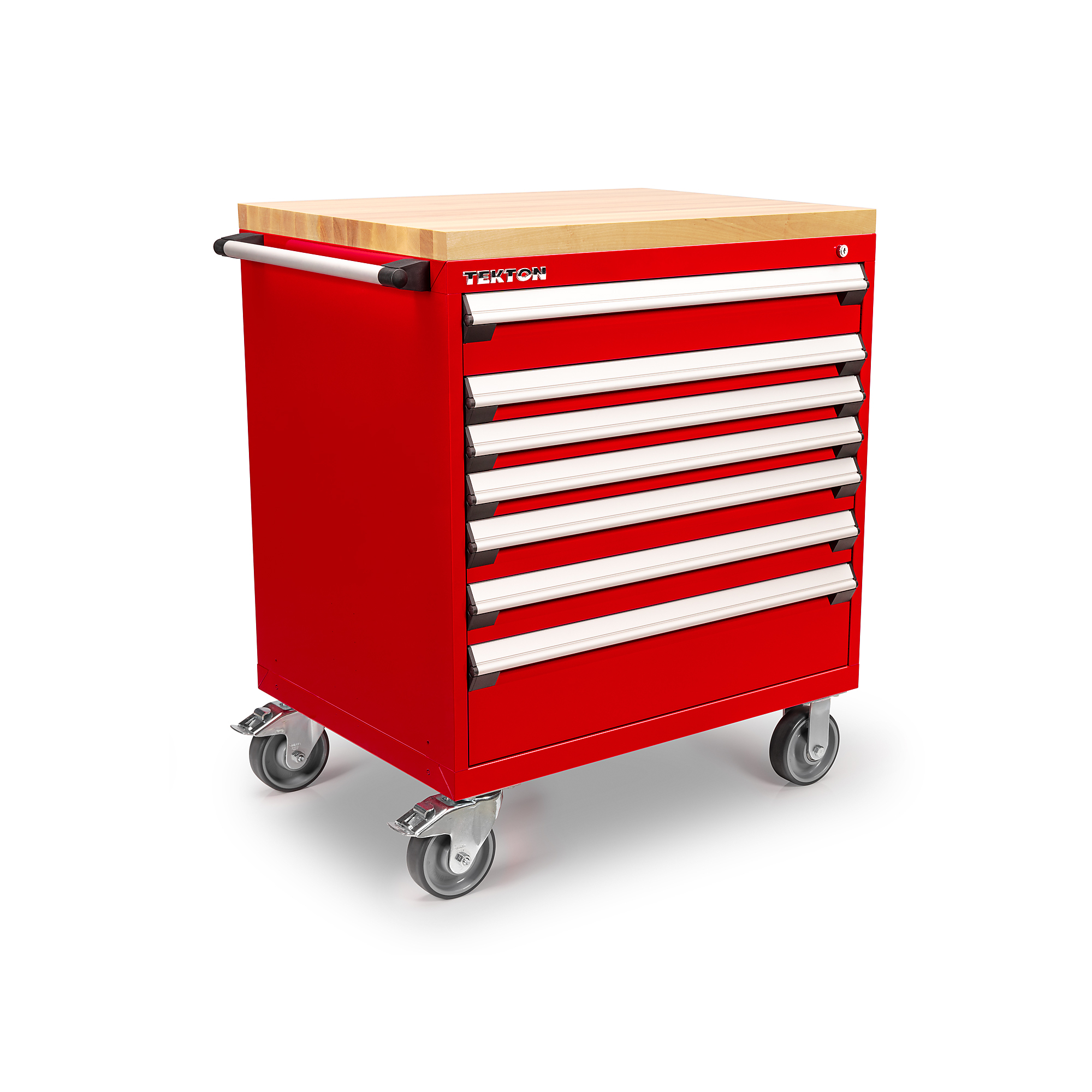 TEKTON 7-Drawer Tool Cabinet with Hardwood Block Top, Red (36 W x 27 D x 41.5 H in.) | OCL33200LWT